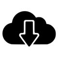 Download from Cloud Silhouette Icon, Black Data Transfer Receive Symbol Vector EPS Royalty Free Stock Photo