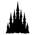 Fairy Tale Castle with Spired Towers Silhouette Icon, Disneyland Palace Royalty Free Stock Photo