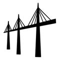 Japanese Traditional Arched Bridge Silhouette Icon, Garden Footbridge Royalty Free Stock Photo