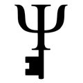 Key to Mind Psi Symbol Icon for Psychology and Unlocking Knowledge Royalty Free Stock Photo