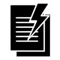 Lightning fast document processing icon, productivity silhouette for quick workflows, efficiency, and speed. Royalty Free Stock Photo