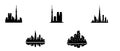 Modern City Skyline Silhouette Set, Downtown Urban Building Outline Vector Pack Royalty Free Stock Photo
