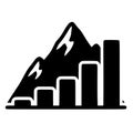 Mountain peak productivity chart icon, workation inspiration silhouette for achieving goals in nature. Royalty Free Stock Photo