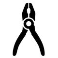 Pliers Black Silhouette Vector Icon, EPS. Hand Tool Outline for Gripping, Bending & Cutting Royalty Free Stock Photo