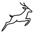 Running Deer Silhouette Line Icon, Speed Motion Bold Outline Royalty Free Stock Photo