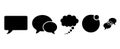 Speech Chat Bubble Icon Set, Black Silhouette Vector Symbols for Message, Comment, Talk UI EPS Royalty Free Stock Photo