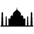 Taj Mahal Central Dome and Minarets Silhouette Icon, Detailed Architecture Royalty Free Stock Photo