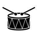 Toy Drum with Sticks Silhouette Icon, Christmas, Gift, Music, Play, Children, \