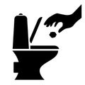 Hand throwing paper in toilet sign Royalty Free Stock Photo