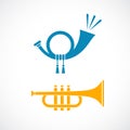 Horn and trumpet vector icon