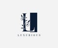 Vintage L Letter Leaves Logo. Square L With Classy Leaves Shape design.