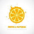 Natural orange juice splash logo