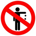 No littering vector sign Royalty Free Stock Photo