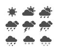 Vector weather icon set. Weather forecast set isolated on whte background
