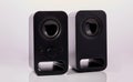 Set of black stereo speakers. Royalty Free Stock Photo