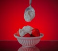 Bowl of fresh strawberries and yogurt. Royalty Free Stock Photo