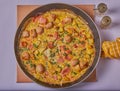 Italian breakfast Frittata resting in a pan.