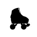 Silhouette of quads roller skates. Vector black and white illustration. Cutout isolated object.