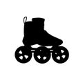 Silhouette of speed skating roller skates. Vector black and white illustration. Cutout isolated object.