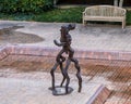 Untitled steel sculpture by Scott R. Madison in a sit down area on the lower level of McDermott Plaza, UTSW Medical School, Dallas