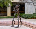 Untitled steel sculpture by Scott R. Madison in a sit down area on the lower level of McDermott Plaza, UTSW Medical School, Dallas