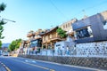 Untitled tourists and many stores at Samcheong street on Ju