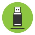 USB flash card icon on the green background Royalty Free Stock Photo