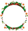 Illustration of summer wreath with juicy cherries, stars and circles