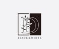Vintage D Letter Leaves Logo. Black and White D With Classy Leaves Shape design