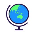 Minimalist Eastern Hemisphere Globe Illustration, Australia and Asia View Royalty Free Stock Photo