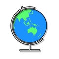 Asia-Pacific Globe Icon, Green Continents on Blue Oceans PNG Royalty Free Stock Photo