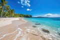 Untouched sandy beach with palms trees and azure ocean. AI Generated Royalty Free Stock Photo