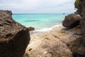 Untouched tropical beach coastline, turquoise view of the pacifi Royalty Free Stock Photo