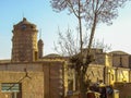 Untraditional stylish mosque and minaret in remote Afghan town Royalty Free Stock Photo