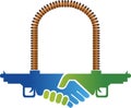 Untruth hand shake logo