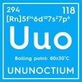 Ununoctium. Noble gases. Chemical Element of Mendeleev\'s Periodic Table.. 3D illustration