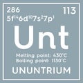 Ununtrium. Post-transition metals. Chemical Element of Mendeleev\'s Periodic Table.. 3D illustration Royalty Free Stock Photo