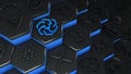 UNUS SED LEO coin Abstract cryptocurrency with blockchain network connection in blockchain conceptual 3d illustration
