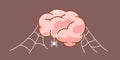 An Unused Brain with spider web. Isolated Vector Illustration