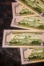 Unused, Clean Fifty Dollar Banknotes Lined Up Side by Side