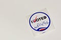 Unused I Voted sticker on a white table with copy space. Royalty Free Stock Photo
