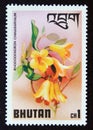 Unused post stamp Bhutan 1976, Rhododendron cinnabarinum flowers