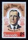 Unused post stamp Grenada 1978, Woodrow Wilson, peace nobel prize winner 1919