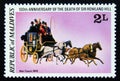 Unused post stamp Maldives 1979, mail coach, 1840 Royalty Free Stock Photo
