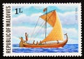 Unused post stamp Maldives 1978, Mas Odi sailing ship