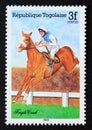 Unused post stamp Republic Togo 1985, Tringle Creek horse riding