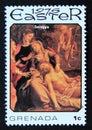 Unused postage stamp Grenada 1976, Correggio Easter painting