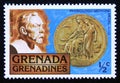 Unused postage stamp Grenada Grenadines 1978, Physiology Medicine Nobel Medal Royalty Free Stock Photo