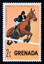 Unused postage stamp Grenada 1975, Horse Show Jumping sport