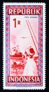 Unused postage stamp Republic Indonesia 1949, Harbor scene Royalty Free Stock Photo